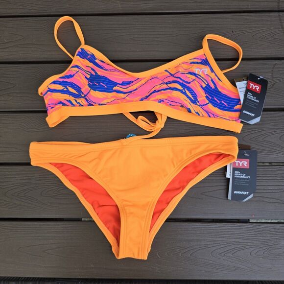 TYR Women's Mix & Match Orange/multicolor Bikini Set Size L (10/12) New - Picture 2 of 8